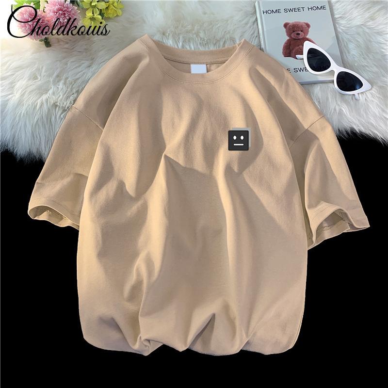 Мужская футболка с коротким рукавом Новая Свободная Повседневная Корейская Модная Одежда Мужская С Принтом Круглый Вырез Узор Модная