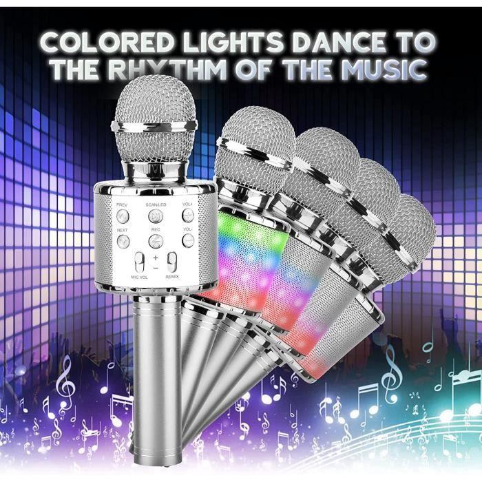 Microphone Karaoké - ShinePick - Portable Bluetooth - LED - Enfants - 2400 mAh