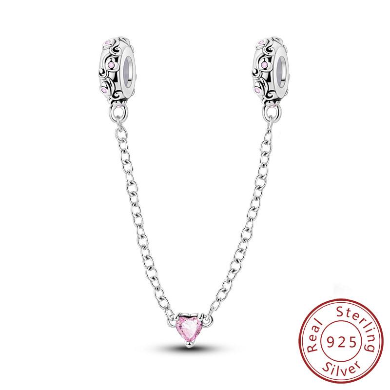 New Original Safety Chain Clasp Clip Charm Bead Copper Heart Bow Star Moon Fit Bracelet Diy Woman Girl Jewelry Gift