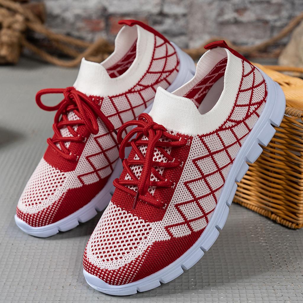 2025 New Plus Size Casual Shoes Women's Fashion Comfortable Fly Woven Flat Shoes Mesh Breathable Lightweight Wedge Sneaker