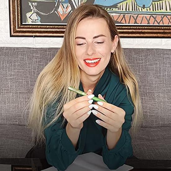 LACHIEVA LUX Jinki Luxury Writing Instruments Stationery with Swiss Crystal Luxury Metal Ballpoint Pen Gift Set One Black and One Green Clip, (German