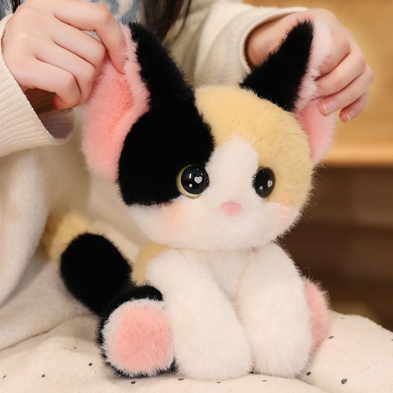 Cute And Soft Stuffed Cat Plush Soft Short Fur Desk Decoration For Home Office