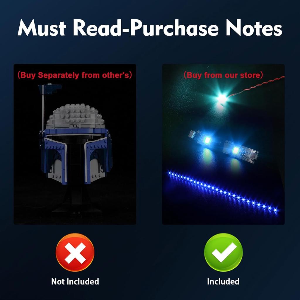 P10101 DIY Набор светодиодной подсветки для шлема Джанго Фетта™ LEGO 75408, Игрушка-конструктор, Декорация, Регулируемые аксессуары освещения