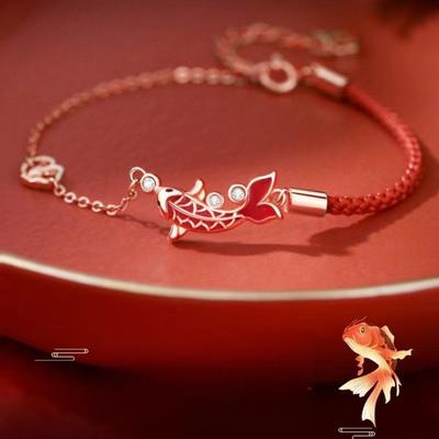 Браслет из красной веревки Shore Koi Женский Новый Китайский стиль Праздничный Судьба Хорошее значение Плетеная веревка Подарок на День святого Валентина
