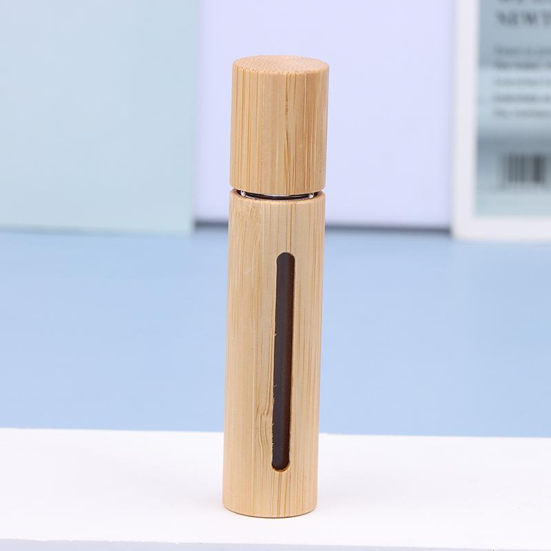 Бамбуковый рулонный флакон 3/5/10 мл, деревянный роликовый флакон, эфирное масло, блеск для губ, многоразовый тюбик, пустая банка, стеклянная бутылка для духов, 1 шт.