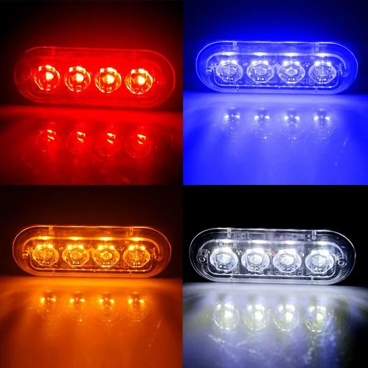 2Pcs 4leds Side Marker Warning Light 12-24V Daytime Running Light Truck Car LED Tail Lights Police Light Bar Strobe Optional