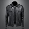 Осень/Зима 2024 Новая мужская кожаная куртка-косуха с отложным воротником Модная стильная приталенная универсальная кожаная куртка 8118