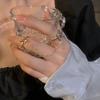 Нишевый дизайн Циркониевое кольцо-цепочка Открытое кольцо Легкая роскошь Высокий класс Индивидуальность Сладкий Крутой стиль Женский Spice Girl Указательный палец