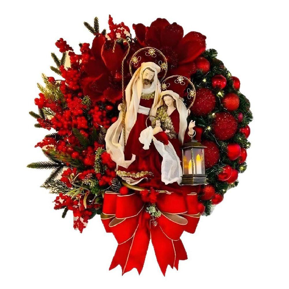 Деревянный Рождественский Венок 2D Рождественские Украшения Подвеска на Дверь Искусственная Гирлянда С Рождеством