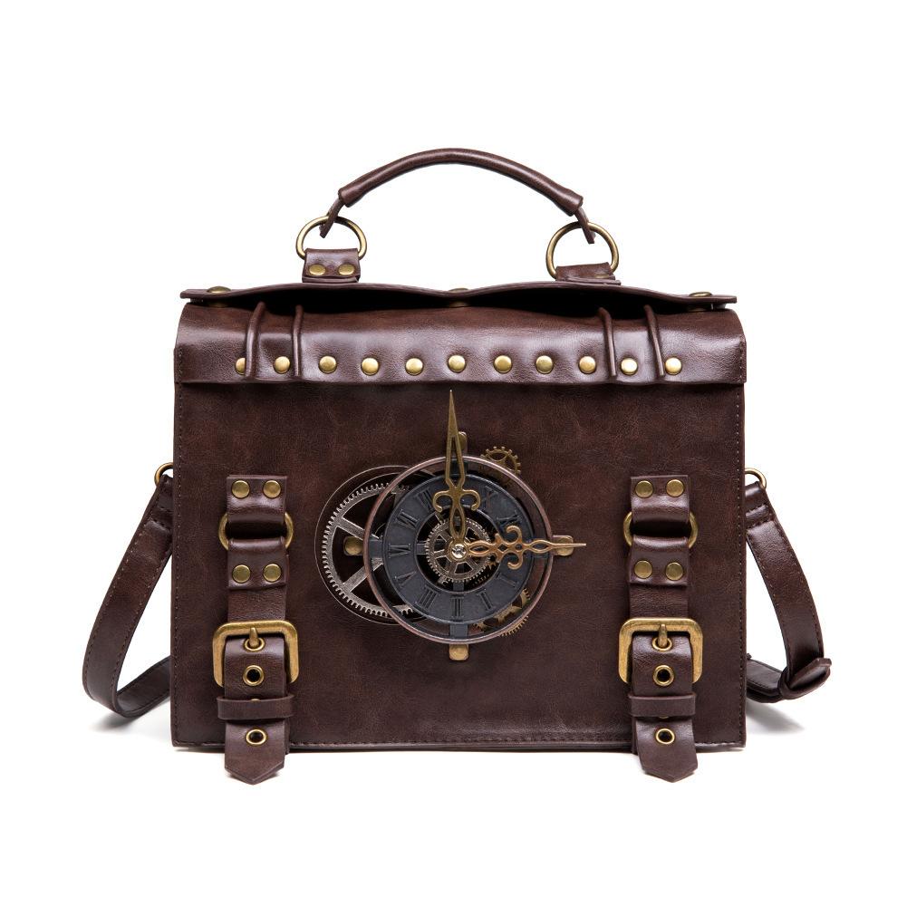 Luxury Designer Bag for Women 2024 New Shoulder Bag Punk Retro Style Women's One-shoulder Oblique Bag Clocks and Watches Shape Bag