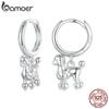 BAMOER, настоящее серебро 925 пробы, милые пряжки для ушей пуделя, серьги-кольца для собак, позолоченные, из белого золота для женщин, вечерние ювелирные изделия