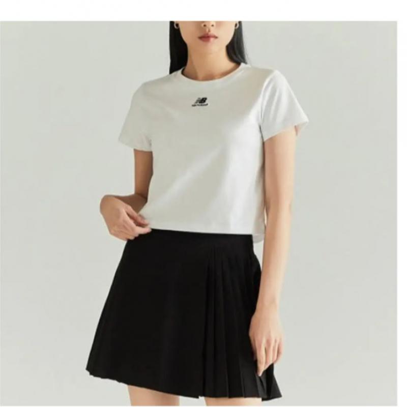 New Balance Half Club Nbned2w582 Wh Center Logo Slim Fit Short Sleeve Tee Women ST ShirT