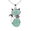 Pink Purple Stone Pendant Cute Shape Cat Jewelry Necklaces Daily Wear Cat Necklaces  Women Girl