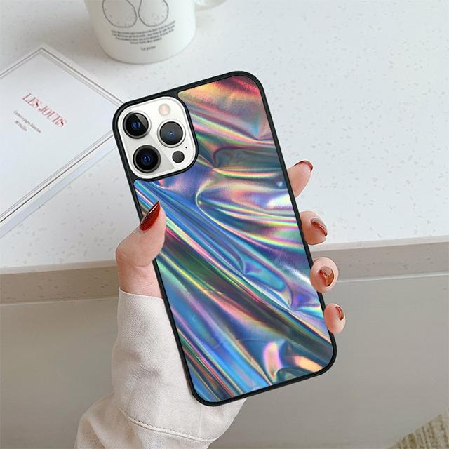 Переливающийся голографический арт чехол для телефона для iPhone 17 Air 14 15 16 13 12 Чехол для Apple Pro Max 6S Plus Coque