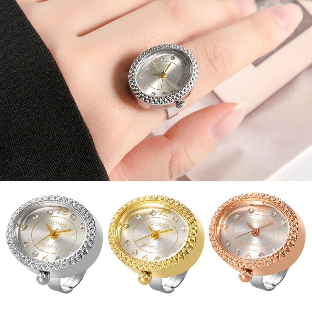 Кварцевые цифровые часы для пары, кольцо в стиле ретро, круглые кварцевые кольца для пальцев, модные эластичные кольца для мужчин