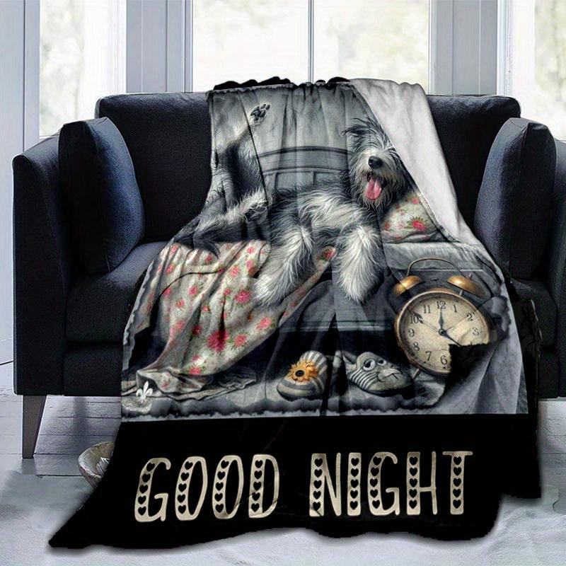 1pc. Cute Dog Lying on Bed with Flowered Blanket - Perfect Home Decor for Any Room, Gift Idea for Pet Lovers,