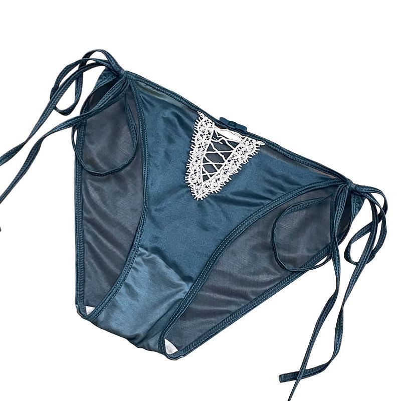 «Женские бесшовные сетчатые кружевные трусики во французском стиле, дышащие, быстросохнущие, с низкой талией»