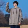 Весна и осень Мужская новая свободная универсальная однотонная толстовка с капюшоном