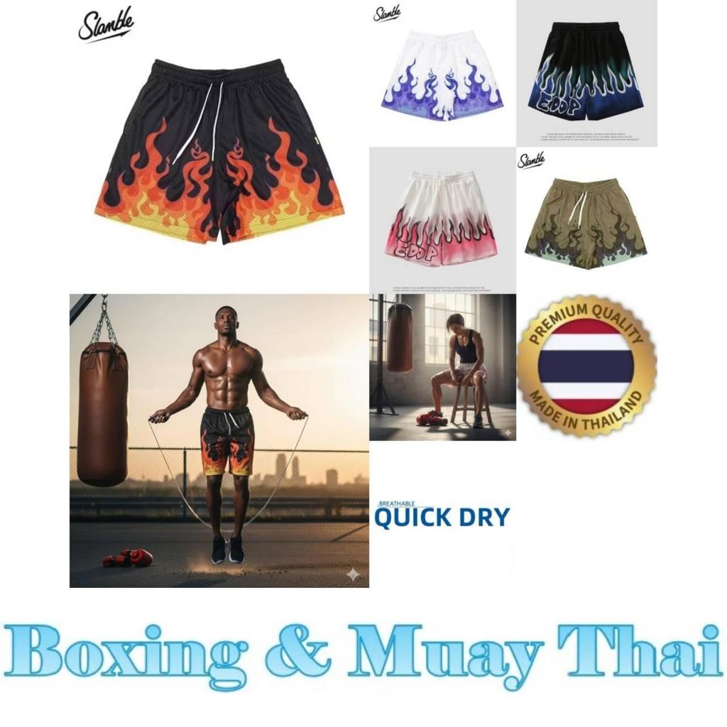 Fire Flame Training Muay Thai Boxing Shorts Kickboxing Print Quick Dry Martial Art Boxer Men Women Kid Pants Fitness Gym Sport Workout Streetwear