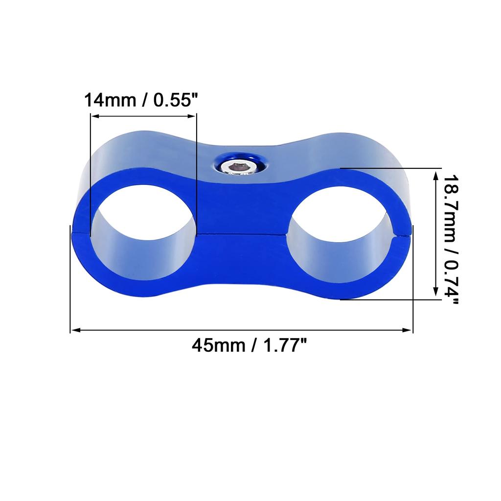 X AUTOHAUX Hose Separator Clamp Hose Clamp Fitting Adapter with Wrench for Car 4pcs Blue AN6