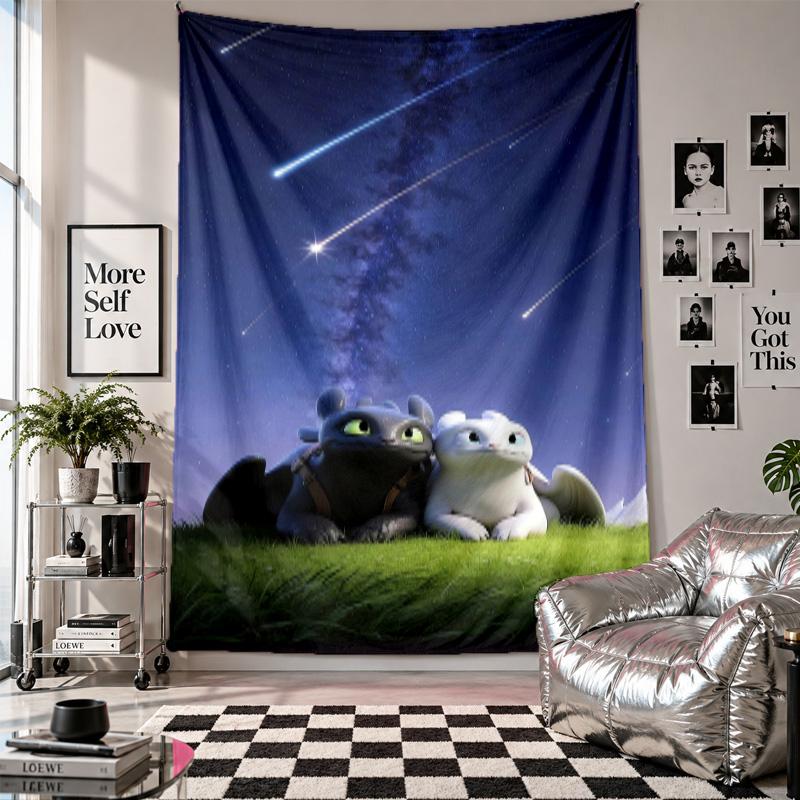 Wall TapestryHow to Train Your Dragon Art Hanging Cloth Decorative Background Cover for Room Decoration