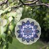Blue Purple Mandala Wind Chime 10 Inch Metal Outdoor Garden Decor Hanging for All Seasons Vibrant Floral Design Detailed Craftsmanship Garden Art
