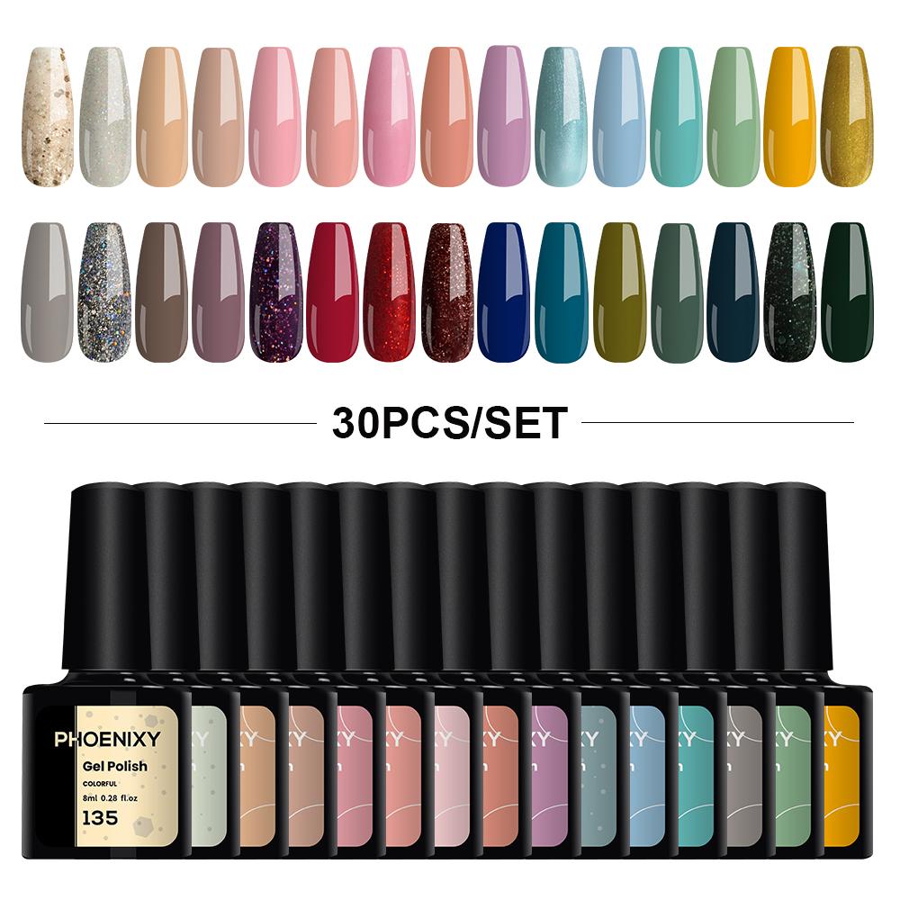 PHOENIXY Набор гель-лаков для ногтей 12/18/20/30/45 шт. Набор 8 мл Гибридный полупостоянный УФ-светодиодный набор для маникюра