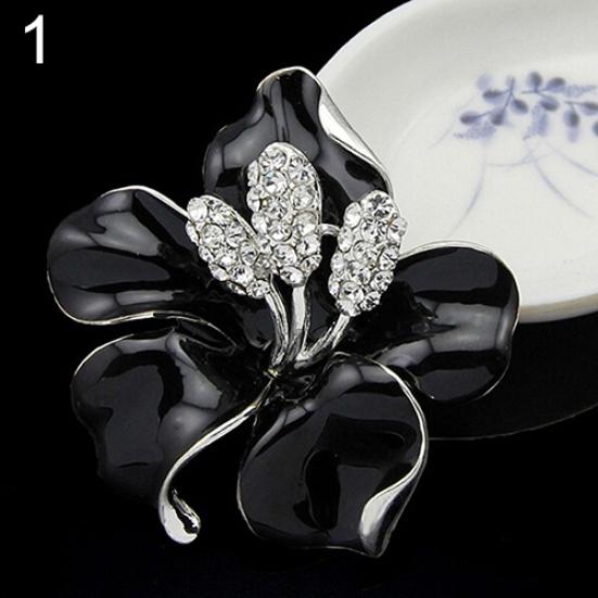 Bridal Wedding Jewelry Rhinestone Lily Flower Scarf Brooch Pin Lady Party Gift
