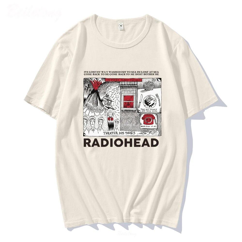 Футболка Radiohead, винтажные футболки в стиле хип-хоп, рок-группы, унисекс, для любителей музыки, с забавными принтами, унисекс, с коротким рукавом, 100% хлопок, футболки в стиле Харадзюку, футболка унисекс
