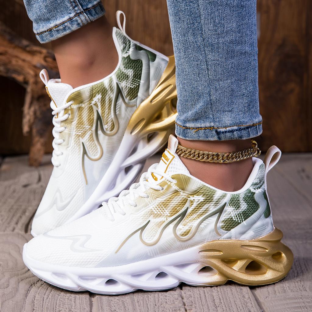 YRZL Unisex Running Shoes Women Men Lightweight Mesh Breathable Comfortable Flat Soft Tennis Shoes Summer Lace-up Sneakers Woman