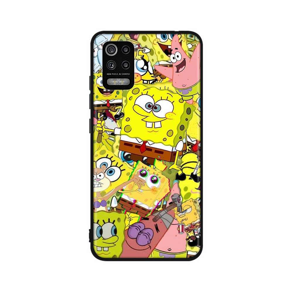 Чехол ST86 Spongebob Friend для iPhone 16 15 Plus 14 13 12 11 Pro 8 7 6S 6 SE 5S X XR XS Max Realme C30 C33 C31 9I Huawei P30 Black Sofe Cover