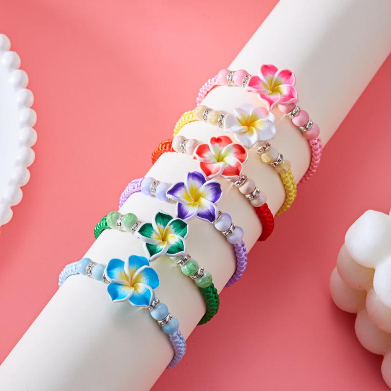 Богемные браслеты-шармы с большими цветами для женщин, элегантные браслеты из мягкой глины в курортном стиле, бижутерия для вечеринки для девочек