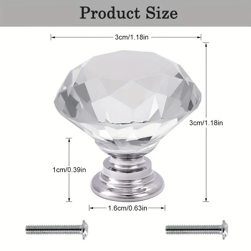 4/10 шт., 30 мм-1,18 дюйма, кристально чистое стекло, ручки для комода, серебряные ручки с бриллиантами, ручки для ящиков, ручки для кухонного шкафа, ручки для ящиков комода
