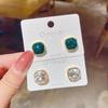 Серьги-гвоздики женские квадратные с кристаллами зеленого цвета золотистого цвета, элегантные, благородные, свадебные, украшения для ушей, brincos