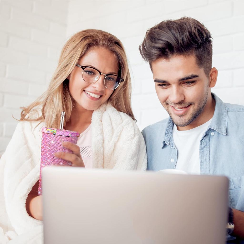 Стакан с шипами и бриллиантами, блестящая бутылка для воды с крышкой, вакуумный термостакан из нержавеющей стали, соломенный стакан со стразами