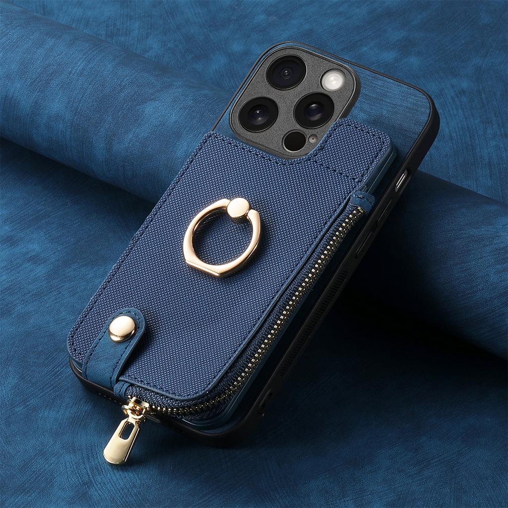 Магнитный кошелек с отделением для карт с откидным кольцом-держателем на молнии кожаный чехол для iPhone 15 14Plus 13 12 11Pro Max для Samsung S23 S22 S21 S20 Ultra Plus A14 A54 A53