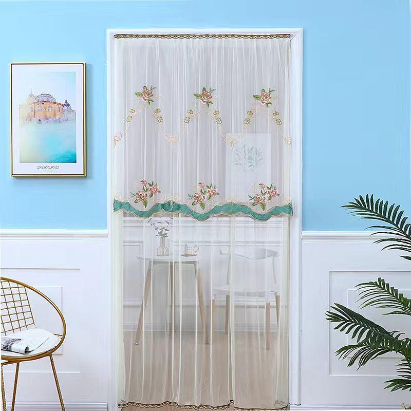 1шт перегородка дверь экран двухслойная дверь занавеска вышивка цветок марлевые занавески кружево полиэстер спальня украшение дома