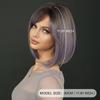 2025 New Gradient Gray Purple Short Straight Wig for Women - Side Bangs Bob Wig Synthetic Machine Made Full Cap, 4 Colors Available