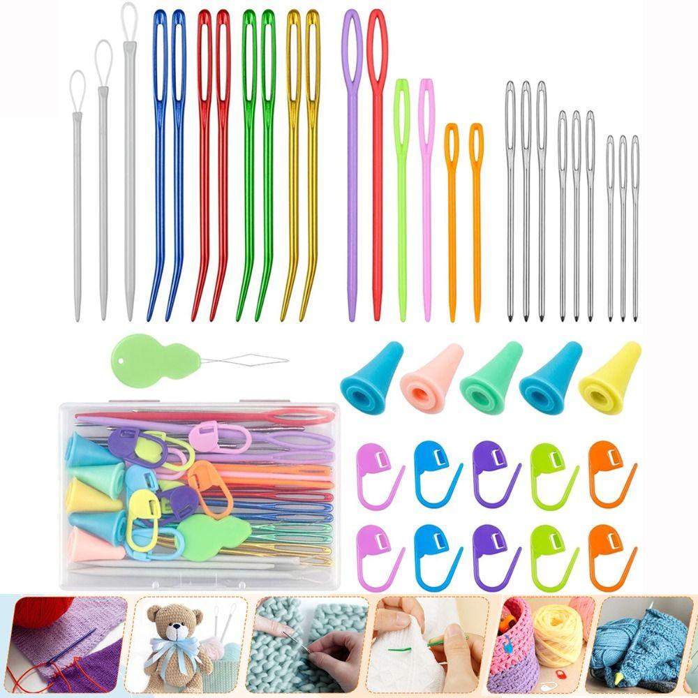 Multicolor Bent Tapestry Needle With Stitch Markers Darning Needles New Weaving Needle