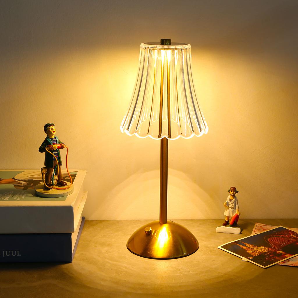 LED Elegant Table Lamp Touch Sensor Dimming Atmosphere Light Type-C Rechargeable Crystal Touch Desktop Light Room Decor Lighting