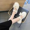 2025 Summer New Mary Jane Shoes Fairy Bow Pearl Platform Non-slip Versatile Small Leather Shoes Woman