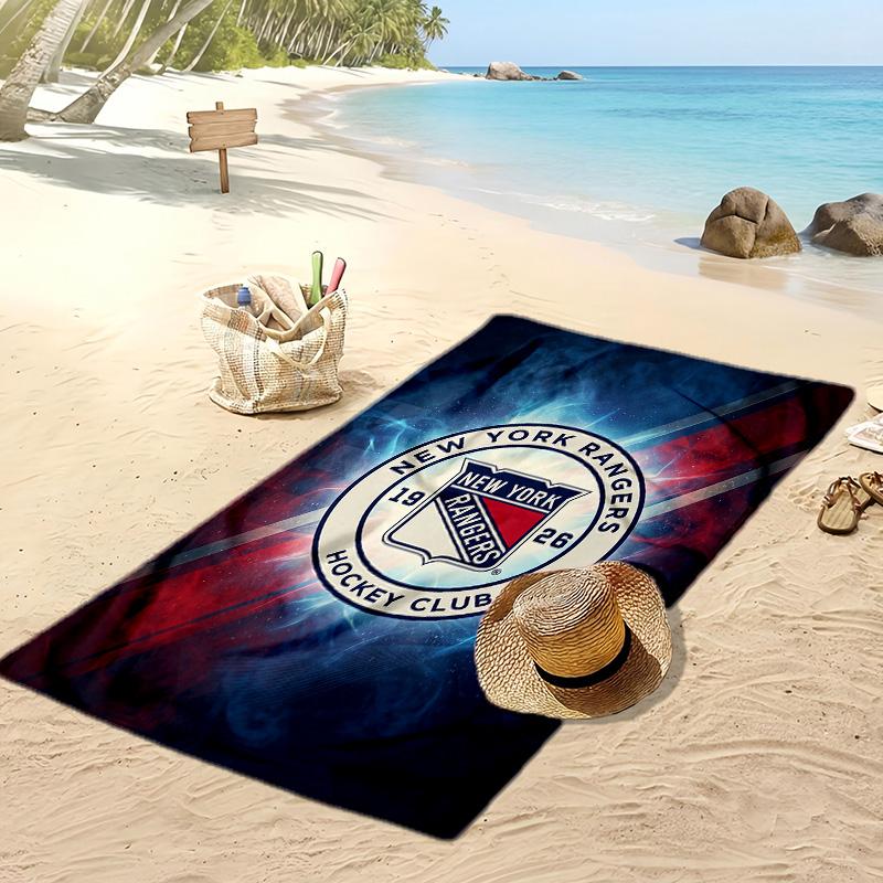 Пляжное полотенце с принтом New York Rangers Мягкое Портативное Быстросохнущее?Сухое полотенце для бассейна, летнего отпуска, активного отдыха на природе