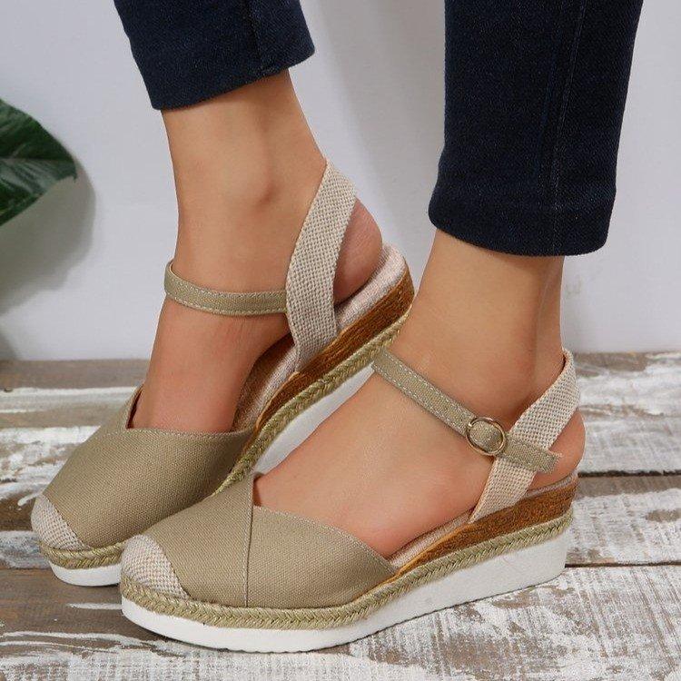 Women Closed Toe Wedge Sandals Women 2024 Summer Buckle Strap Gladiator Shoes Woman Fashion Platform Sandals Female