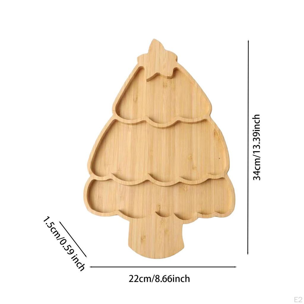 Christmas Tree Shape Tray Dish Plate Bamboo Decorative Dessert Platter Serving for Party