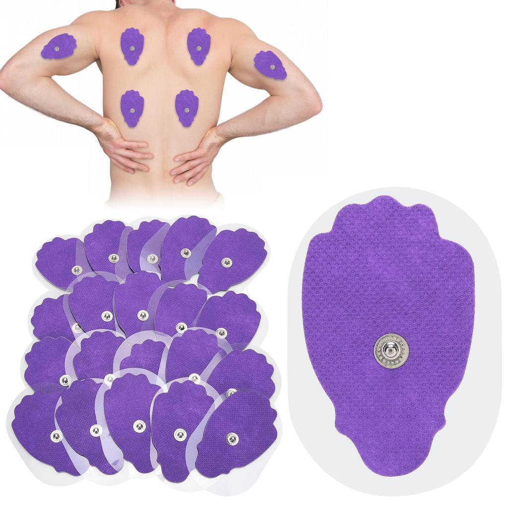 20 шт. нетканые пуговичные электродные подушечки ручной формы для массажной терапии TENs EMS фиолетового цвета