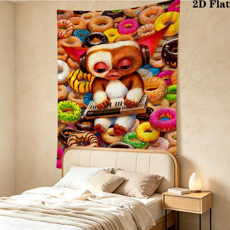 Gizmo Gremlins Wall Tapestry Aesthetic Wall Hanging Printed Fabric Blanket Decorative Tapestries For Bedroom Living Room Home Decor