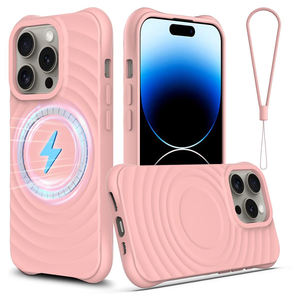 For iPhone 14 Pro Case Water Ripple Texture Liquid Silicone Slim Phone Shell Compatible with MagSafe