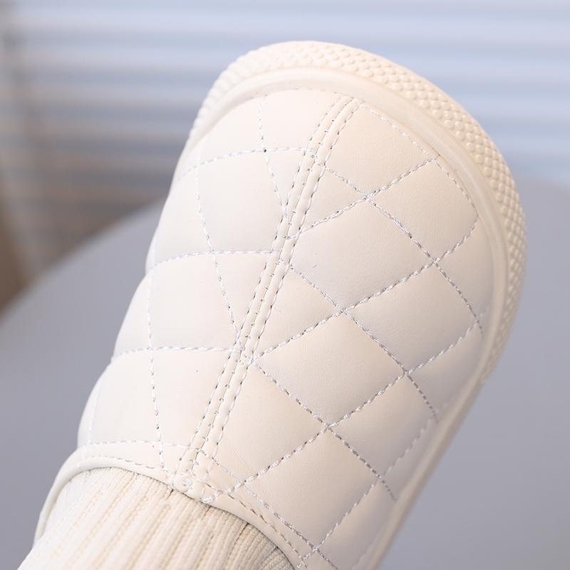 Children's Boots Warm Non-Slip Kids Boots Plush Lining Upper Woolen Stitching Design Short Boots Comfortable Solid Color Kids Shoes