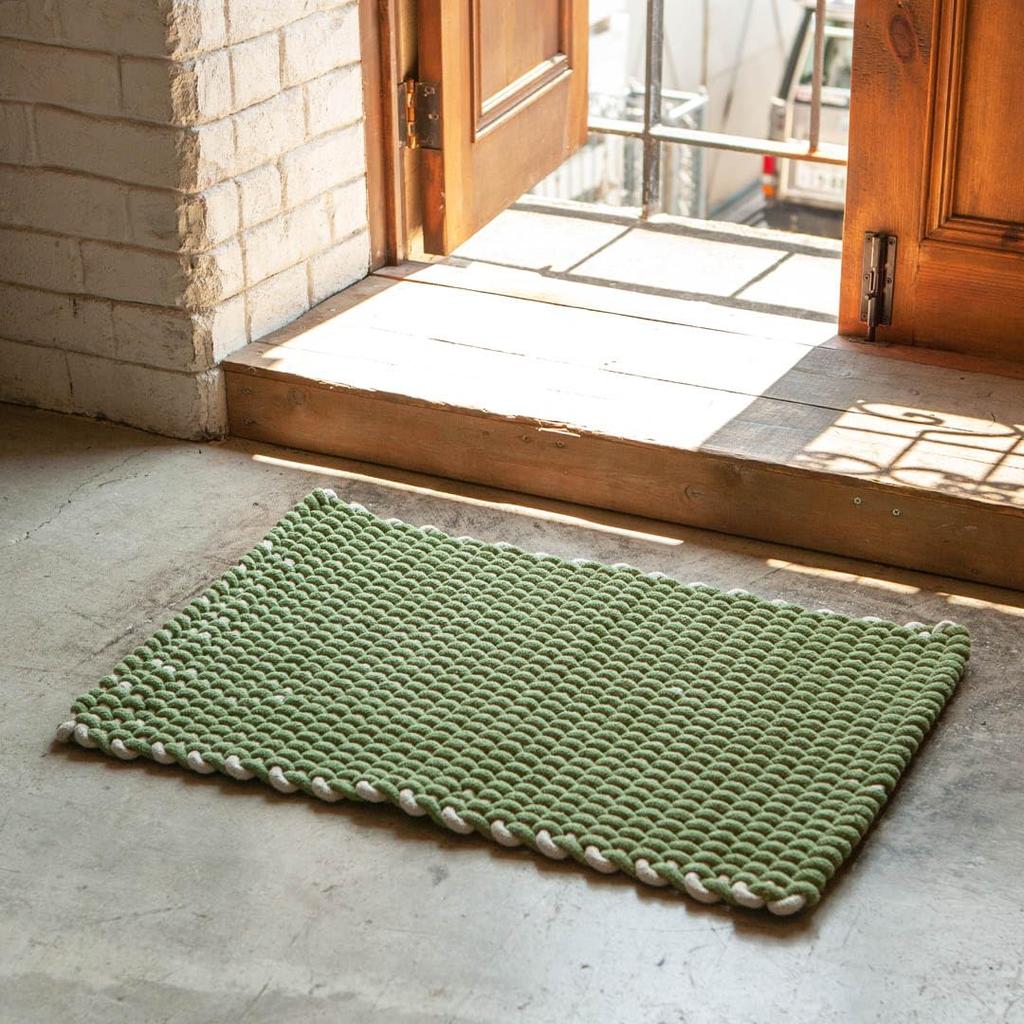 Dulton Cotton Rope Rug Mat 500 X 750mm Green White Bicolor Living Room Carpet Green White RN-0528-75GN