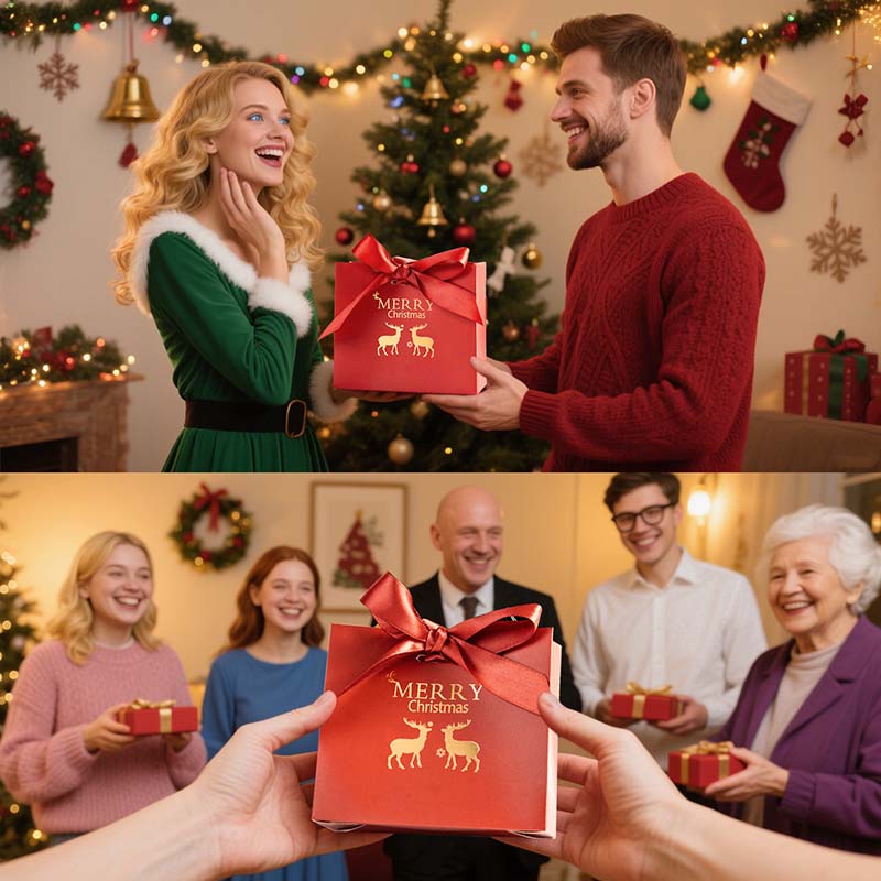 WTEMPO Рождественский бант из ленты, подарочные коробки, рождественский декор для вечеринки, упаковочные коробки, крафт-пакеты для DIY, идеально подходят для Хэллоуина, Нового года